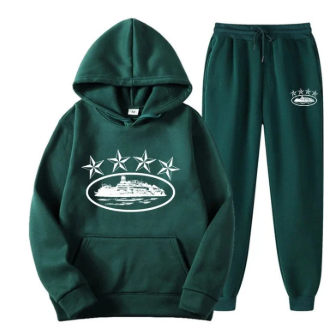 Green matching hoodie and pants set product image