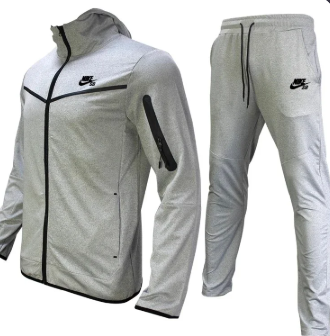 Gray zip fleece jacket and pants product image