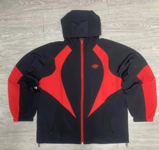 Black and red windbreaker jacket product image